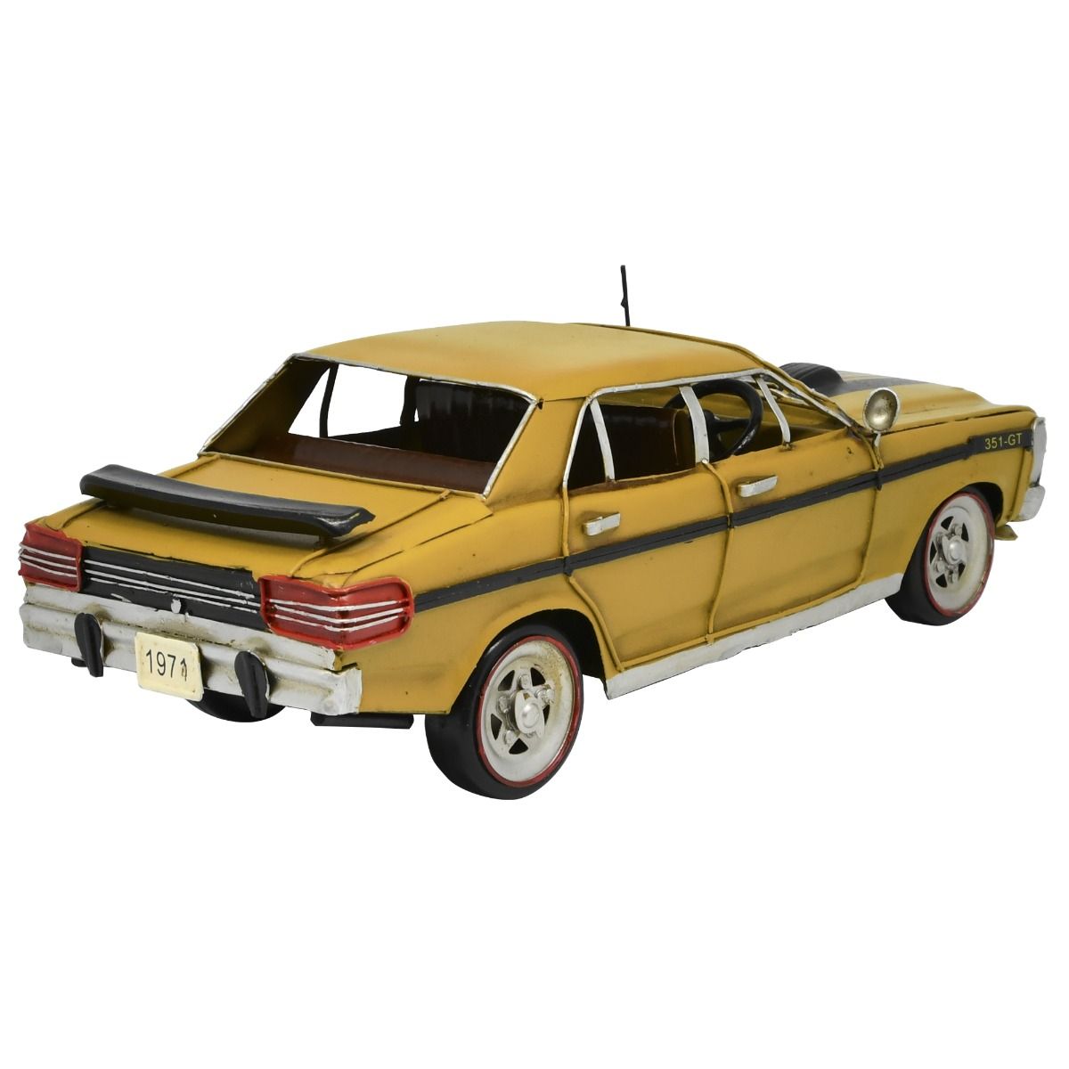 Ford XY GT Metal Car Ornament Yellow and Black 30cm