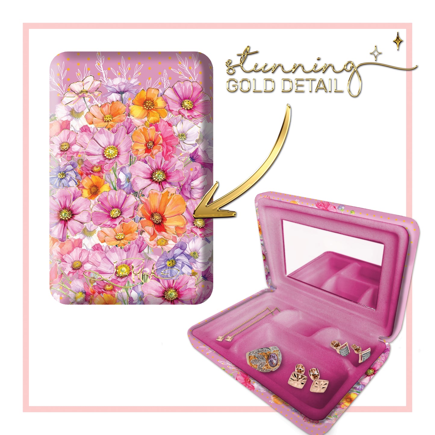 Compact Jewellery Case - Wistful Wildflowers