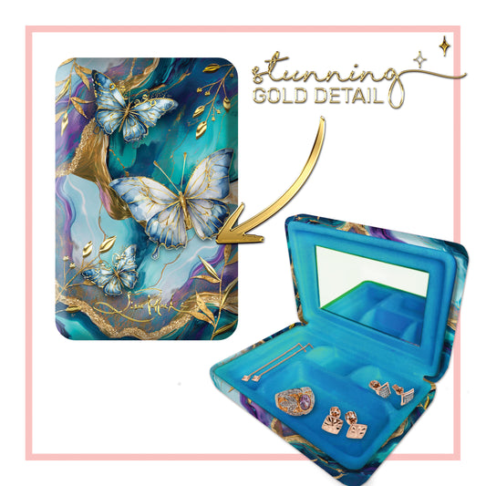 Compact Jewellery Case - Tranquil Butterflies