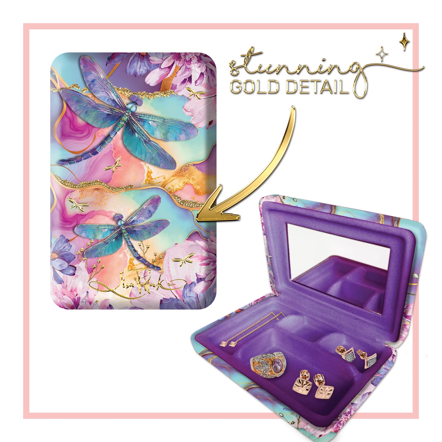 Compact Jewellery Case - Delightful Dragonflies