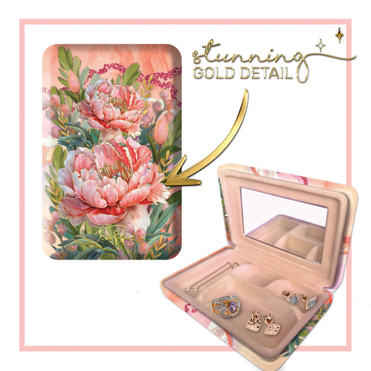 Compact Jewellery Case - Coral Peony