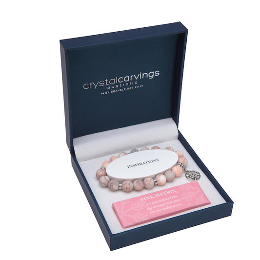 Pink Matrix Matte Bracelet Tree Of Life 10mm Bead