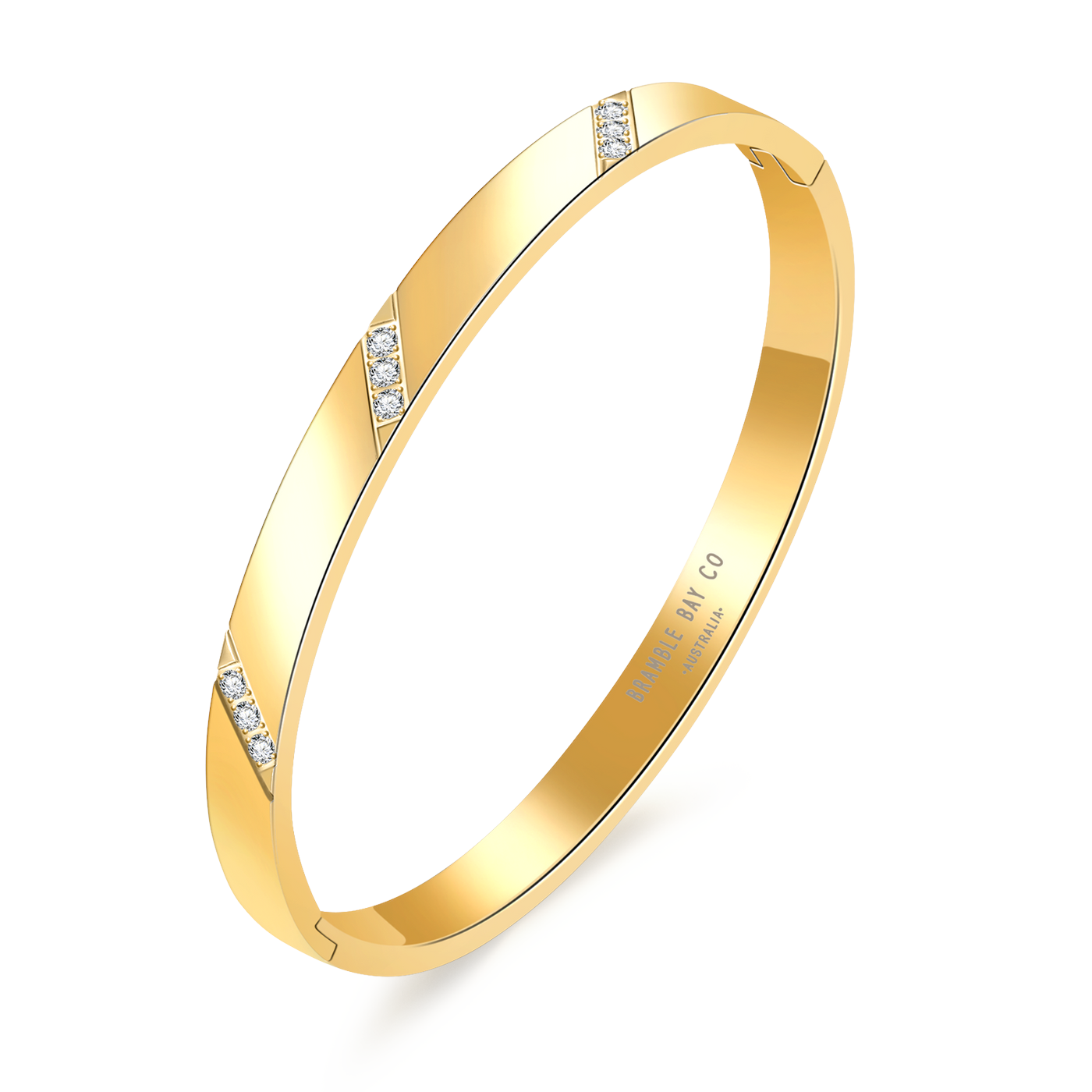 Vogue Bangle - 3x Triple Row Diamante Gold