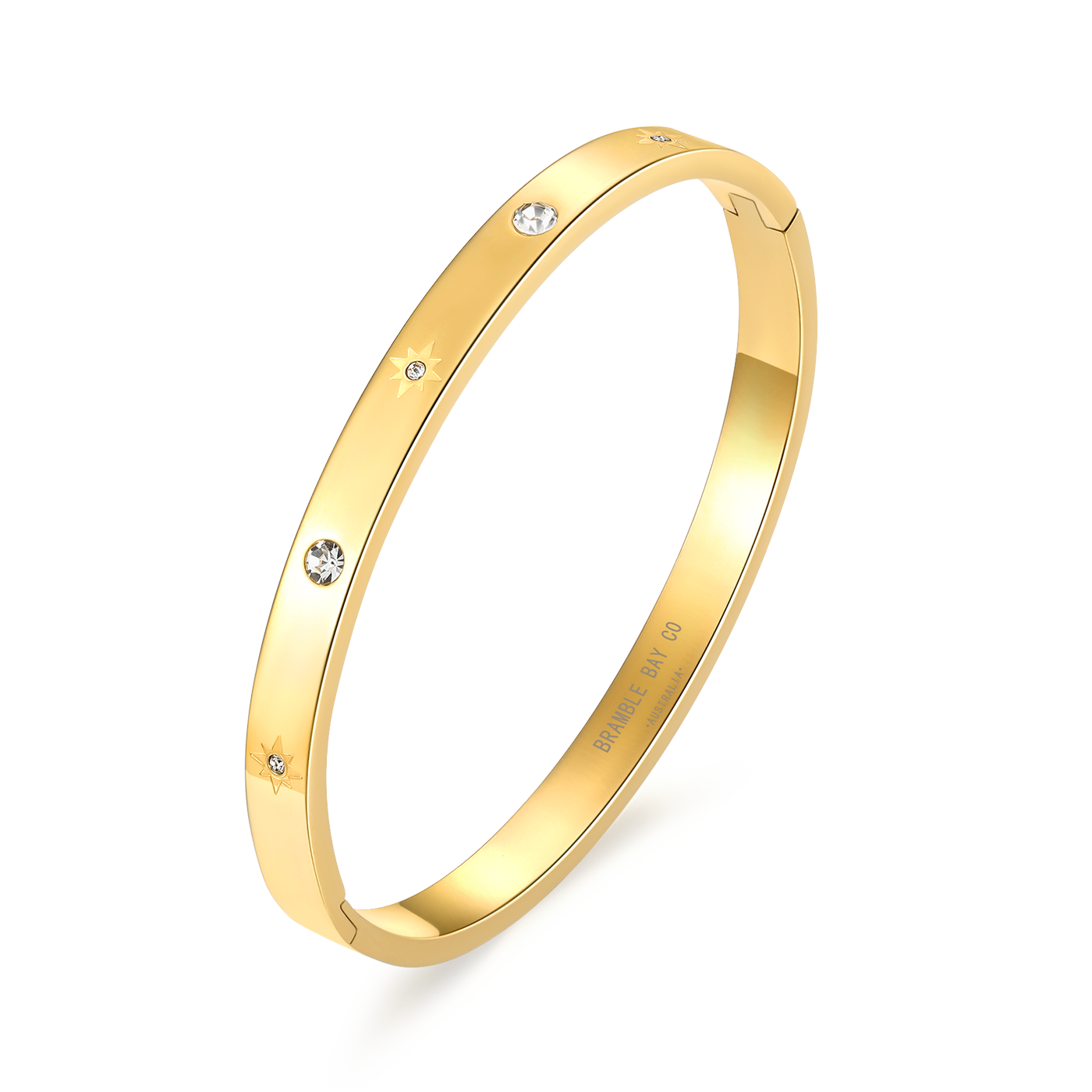 Vogue - Star Bangle with 3x Diamante Gold