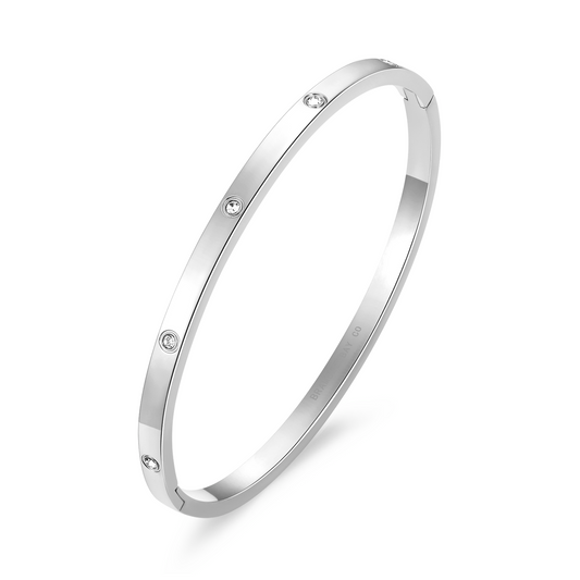 Vogue - Slim Bangle with 5x Diamante Steel