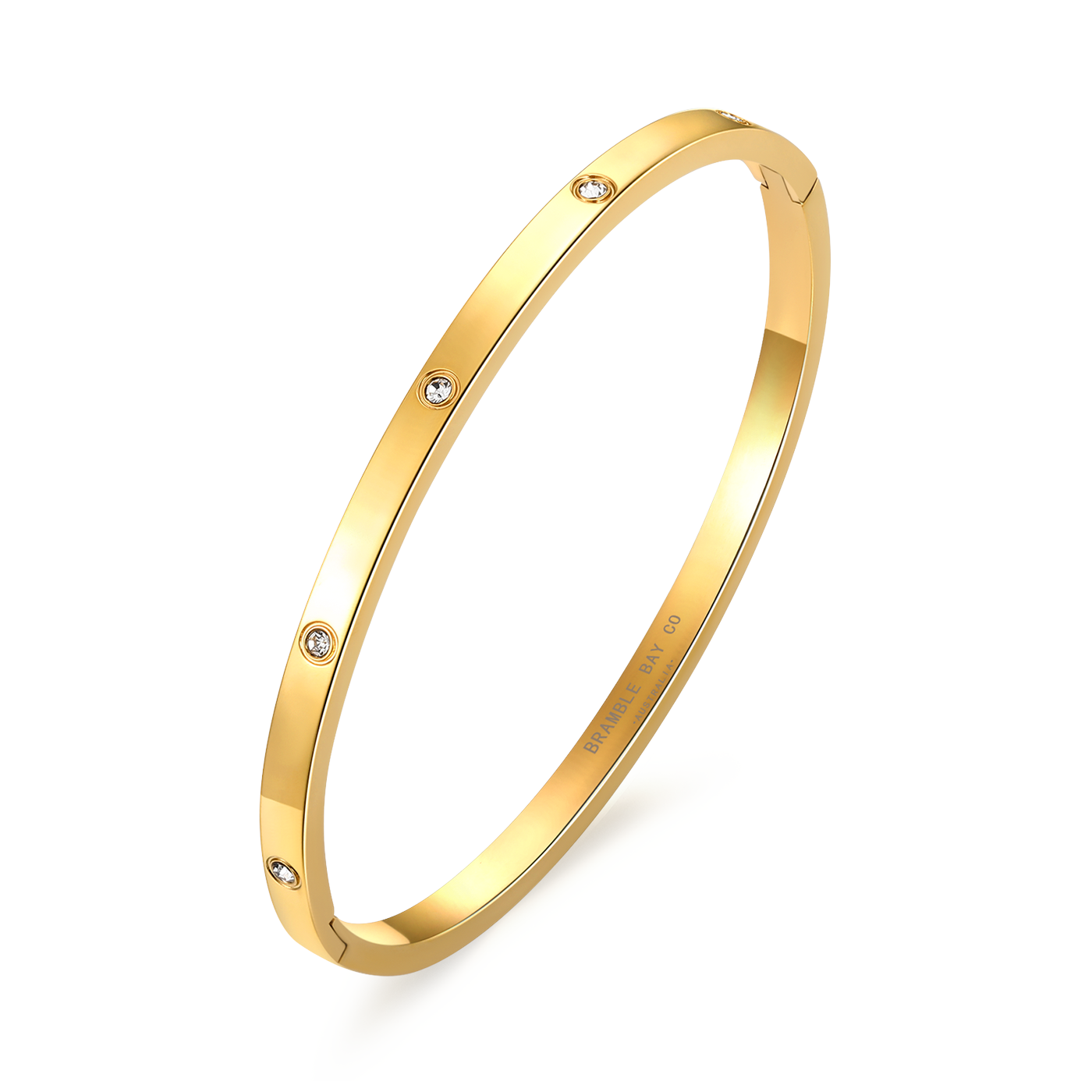 Vogue - Slim Bangle with 5x Diamante Gold